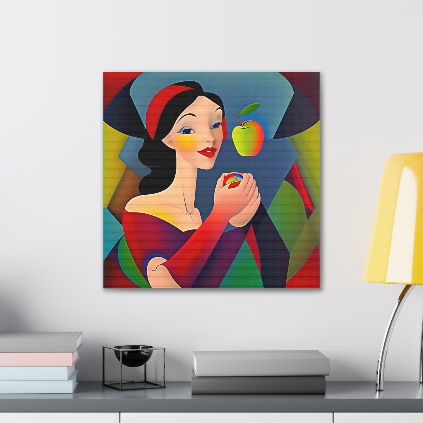 Lady and Apple Cubist Art