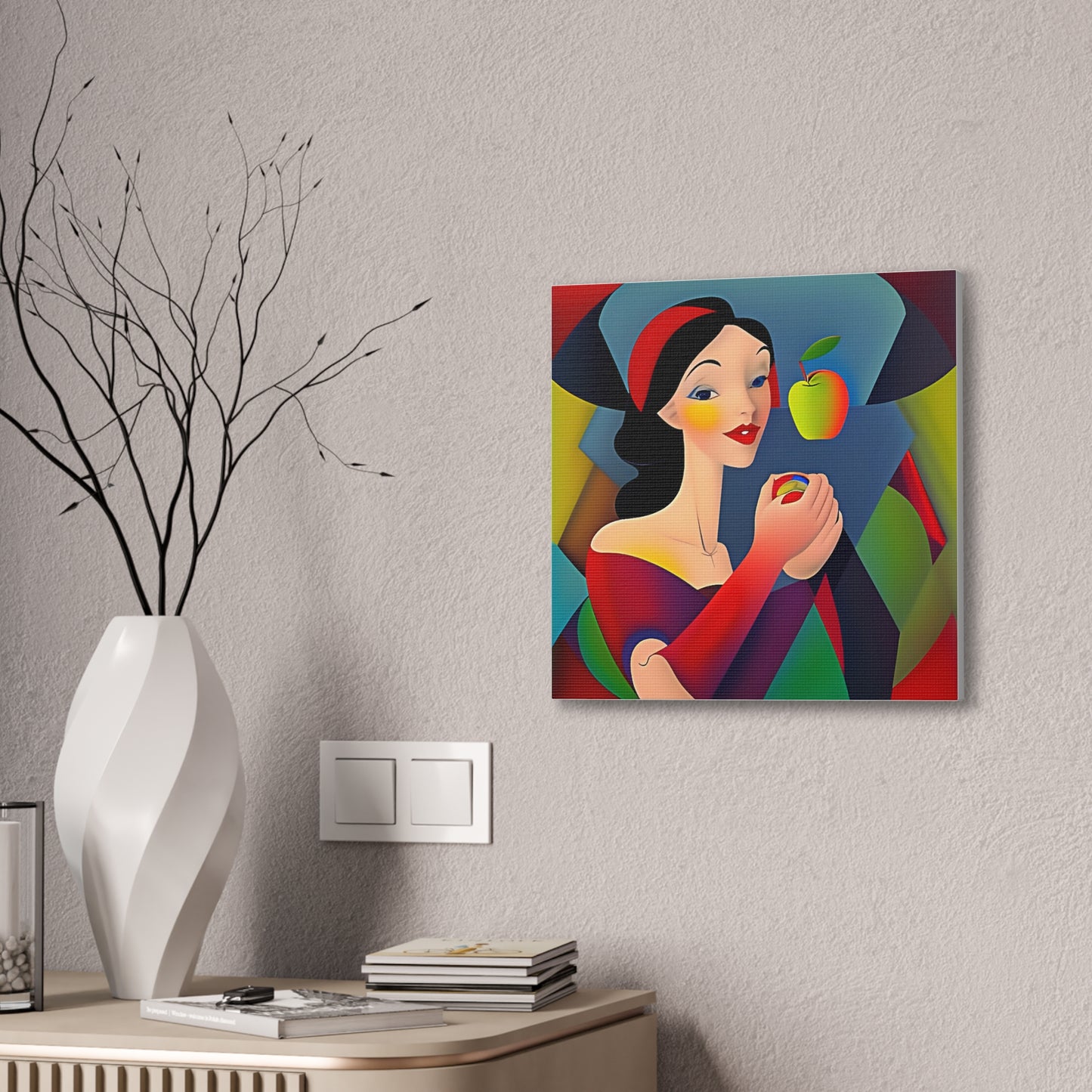 Lady and Apple Cubist Art