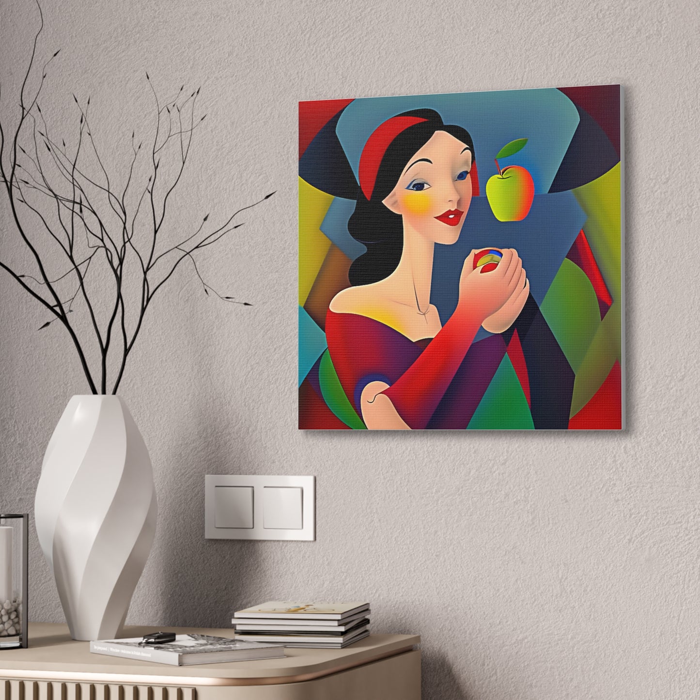 Lady and Apple Cubist Art