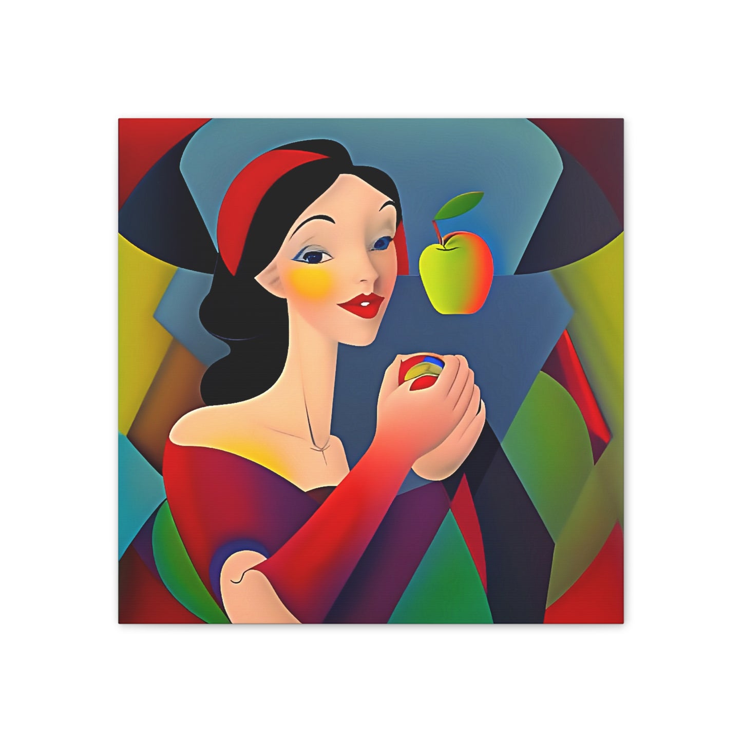 Lady and Apple Cubist Art